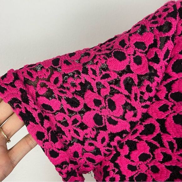 Lane Bryant Pink Lace with Black Lining Cropped Top Office Wear Layering 14/16 - Picture 10 of 12